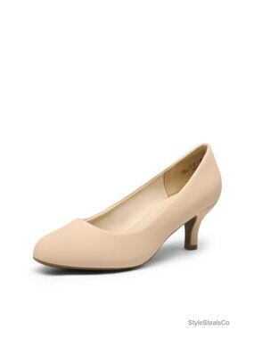 Kitten Heel Pumps Round Toe Slip On Comfortable Wedding Party Shoes